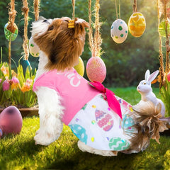 Vestido BAOBICUTE para perro con estampado de huevos y conejo, para sesiones de fotos