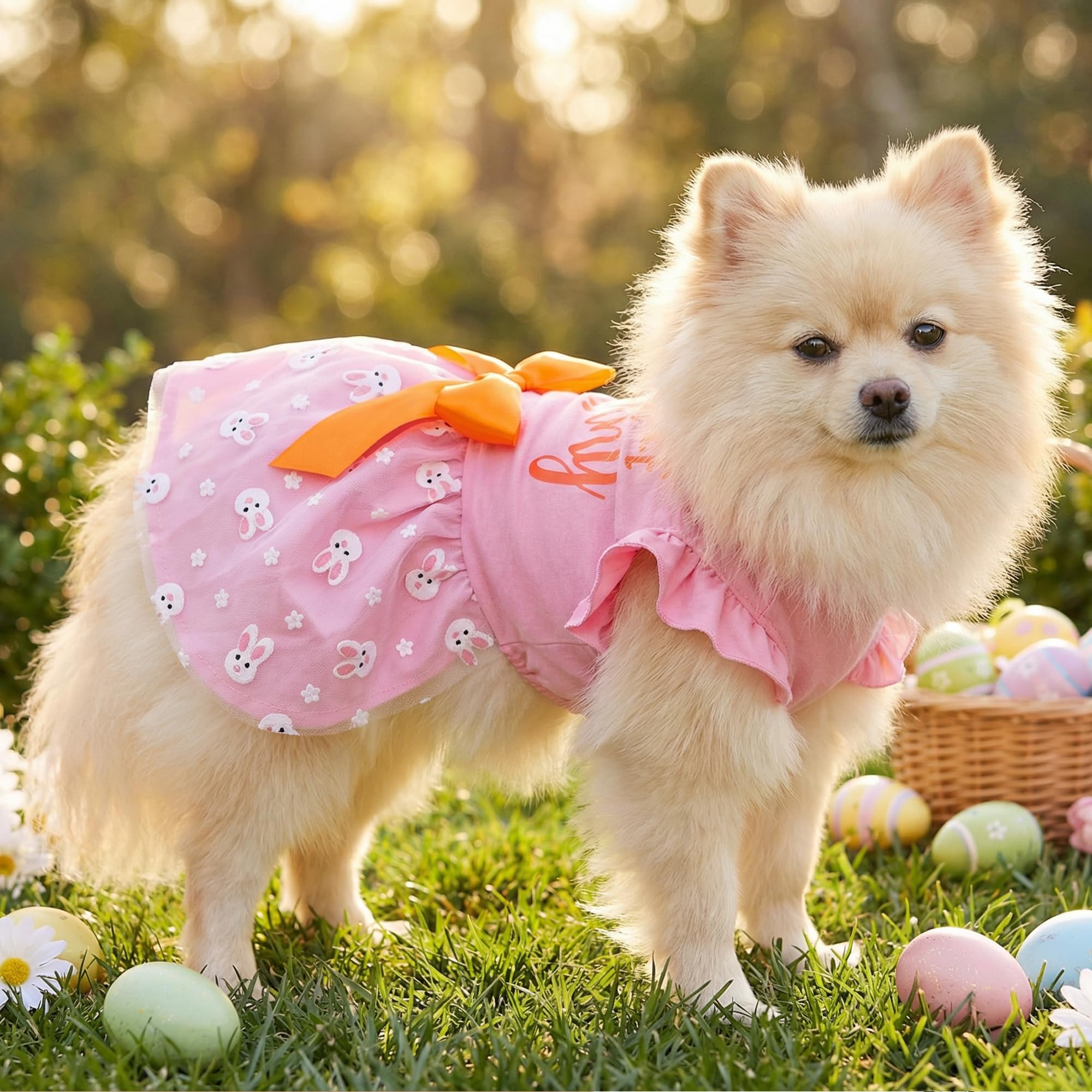 Baobicute vestido perro Pascua lazo tul, detalle elegante para eventos