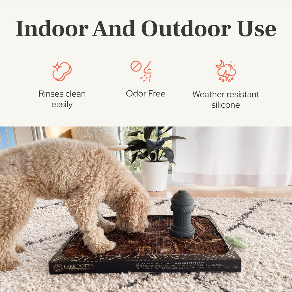 Bark Potty uso interior y exterior, versatilidad para entrenamiento.