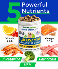 Fórmula veterinaria de Bark&Spark con ingredientes clave para movilidad.