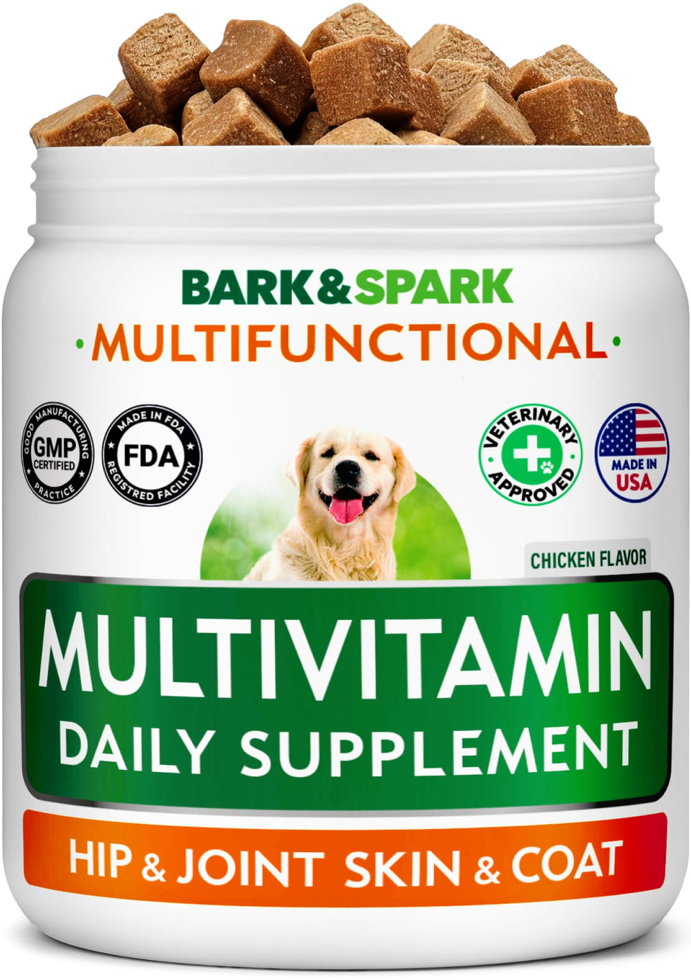 BARK&SPARK multivitaminas para perros en botella, nutrición diaria equilibrada.