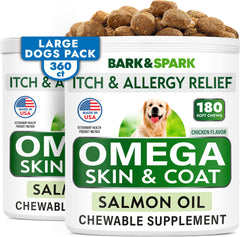 Golosinas de salmón de BARK&SPARK para perros, pelaje saludable