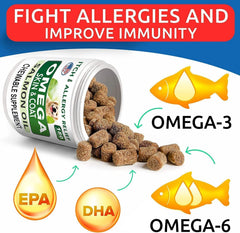 Producto de BARK&SPARK Omega 3 para perros hecho en EE UU con ingredientes de grado humano