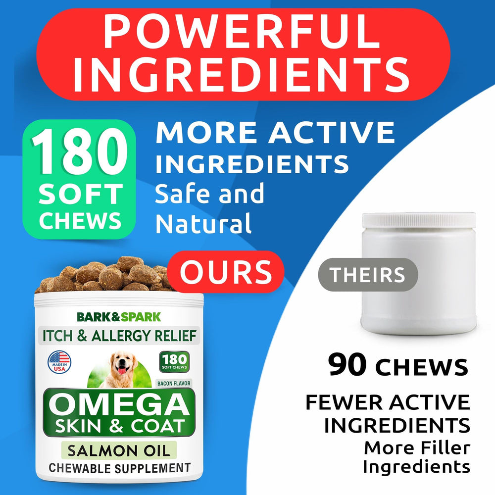 BARK&SPARK Omega 3 para perros, frascos de 180 bocados cada uno.