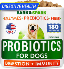 BARK&SPARK: empaque de 180 masticables para soporte digestivo en perros.