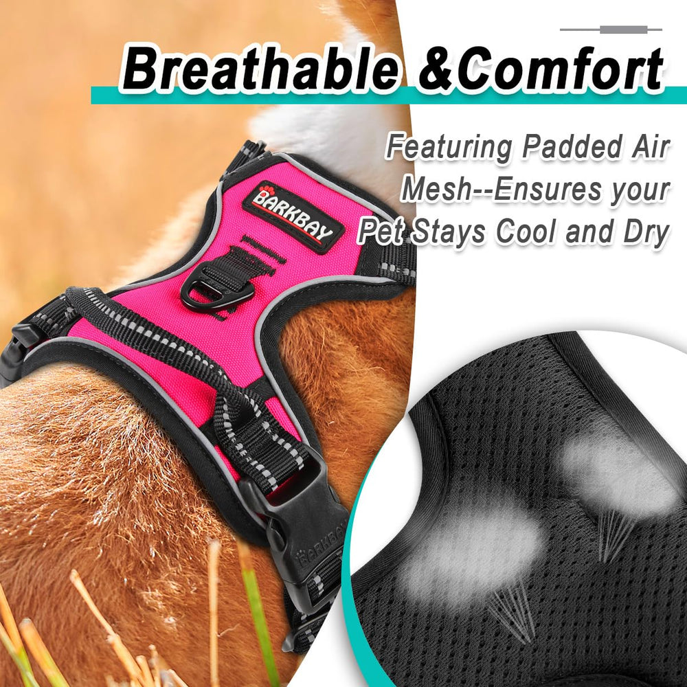 BARKBAY arnés rosa para perros, ideal para paseos visibles y cómodos.