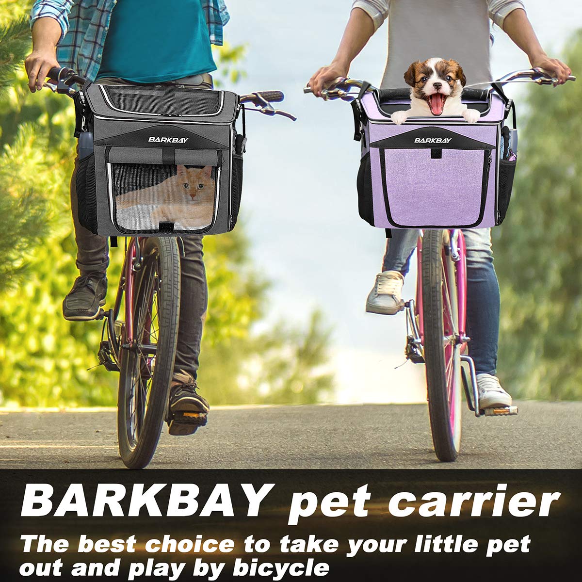 BarkBay cesta bici con dos puertas abiertas, acceso cómodo para tu mascota