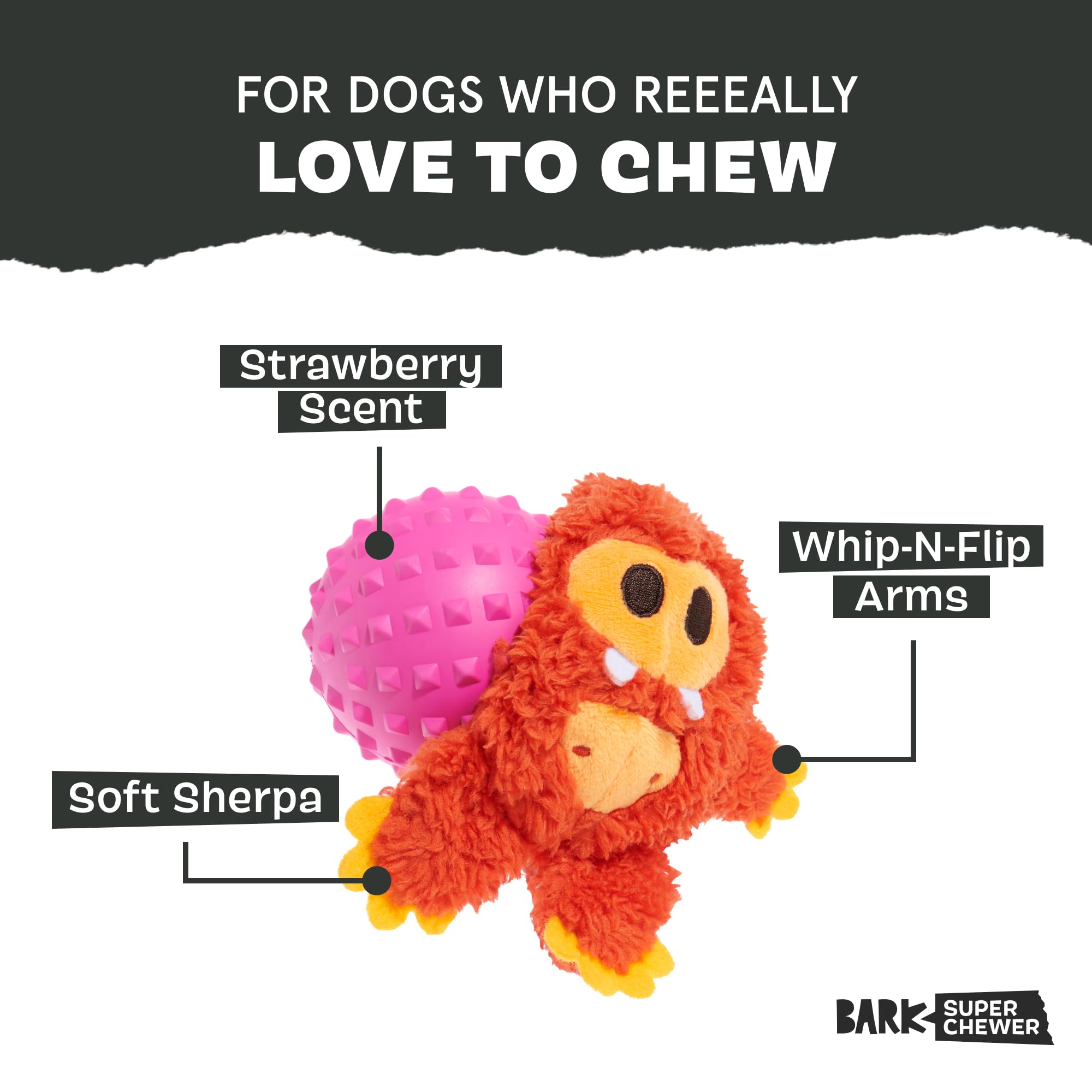 Betty Bigfoot de BarkBox, núcleo espinoso con sonido para perros grandes