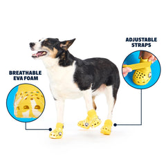 BarkBox Botas Crocs para perro amarillas, suela antideslizante para superficies.