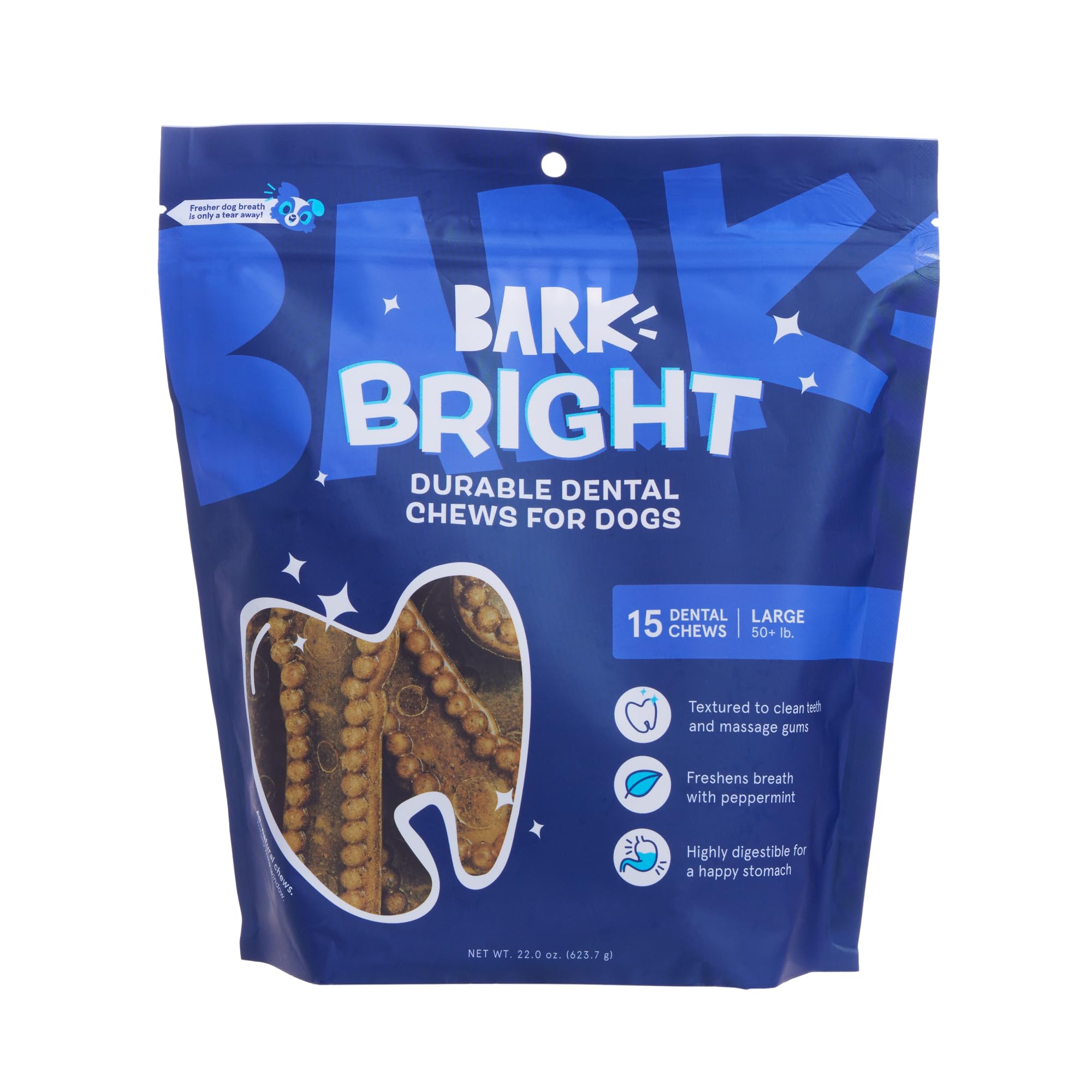 BarkBox Bright mordedor dental duradero con rebordes para limpiar dientes