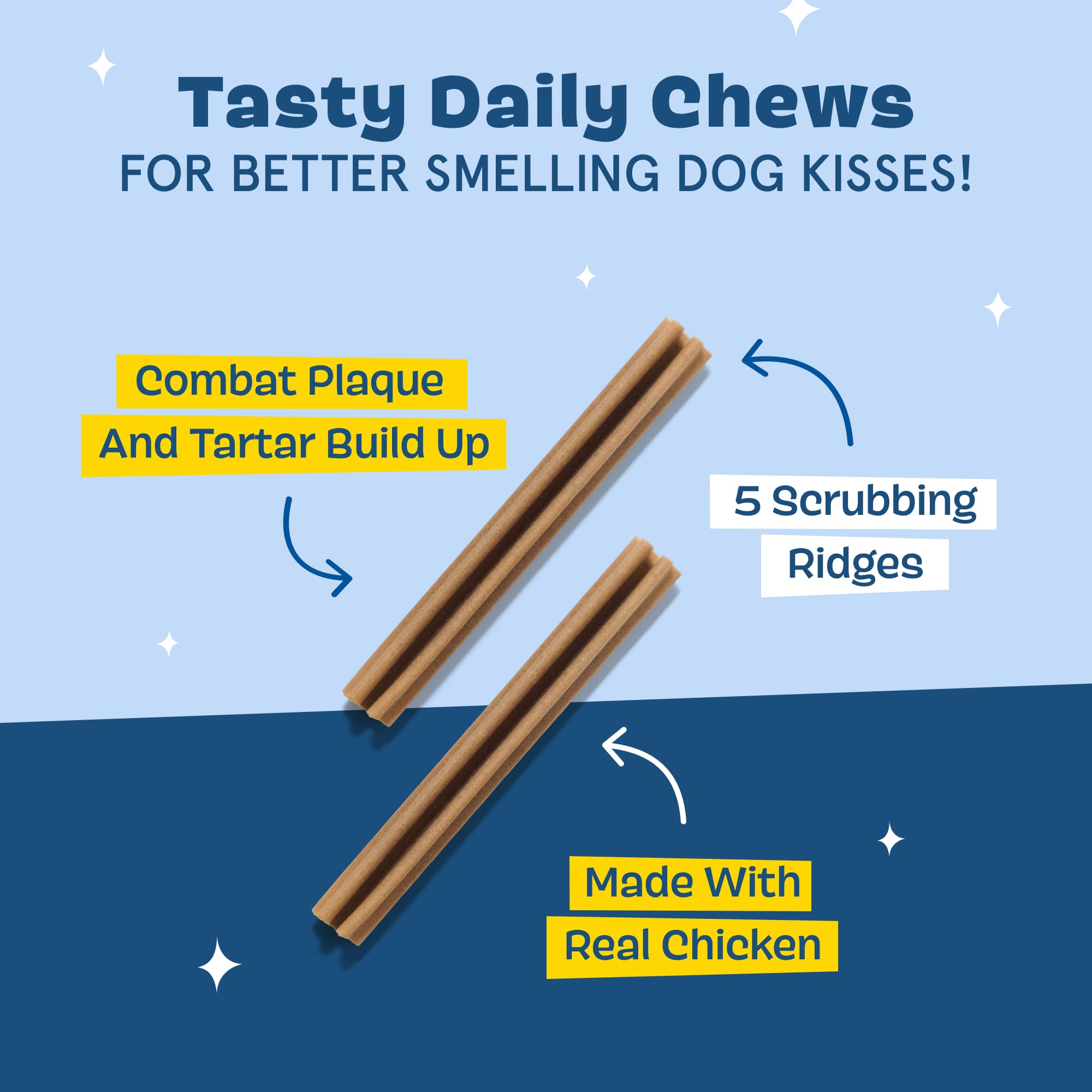 BarkBox Bright palitos dentales en acción, favorecen la masticación y la limpieza de dientes.