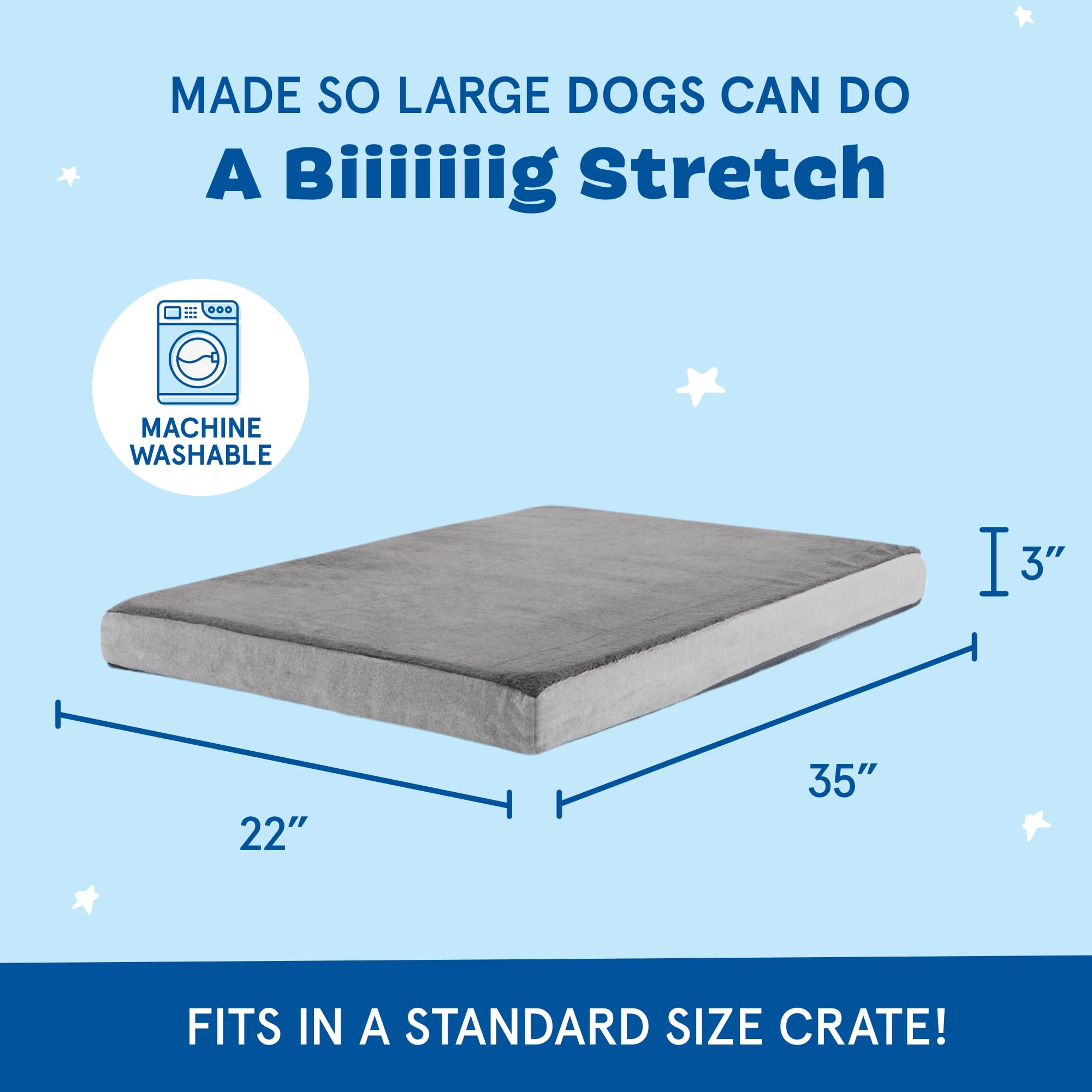 Vista general Barkbox Cama Ortomédica 35x22x3 pulgadas para perros grandes.