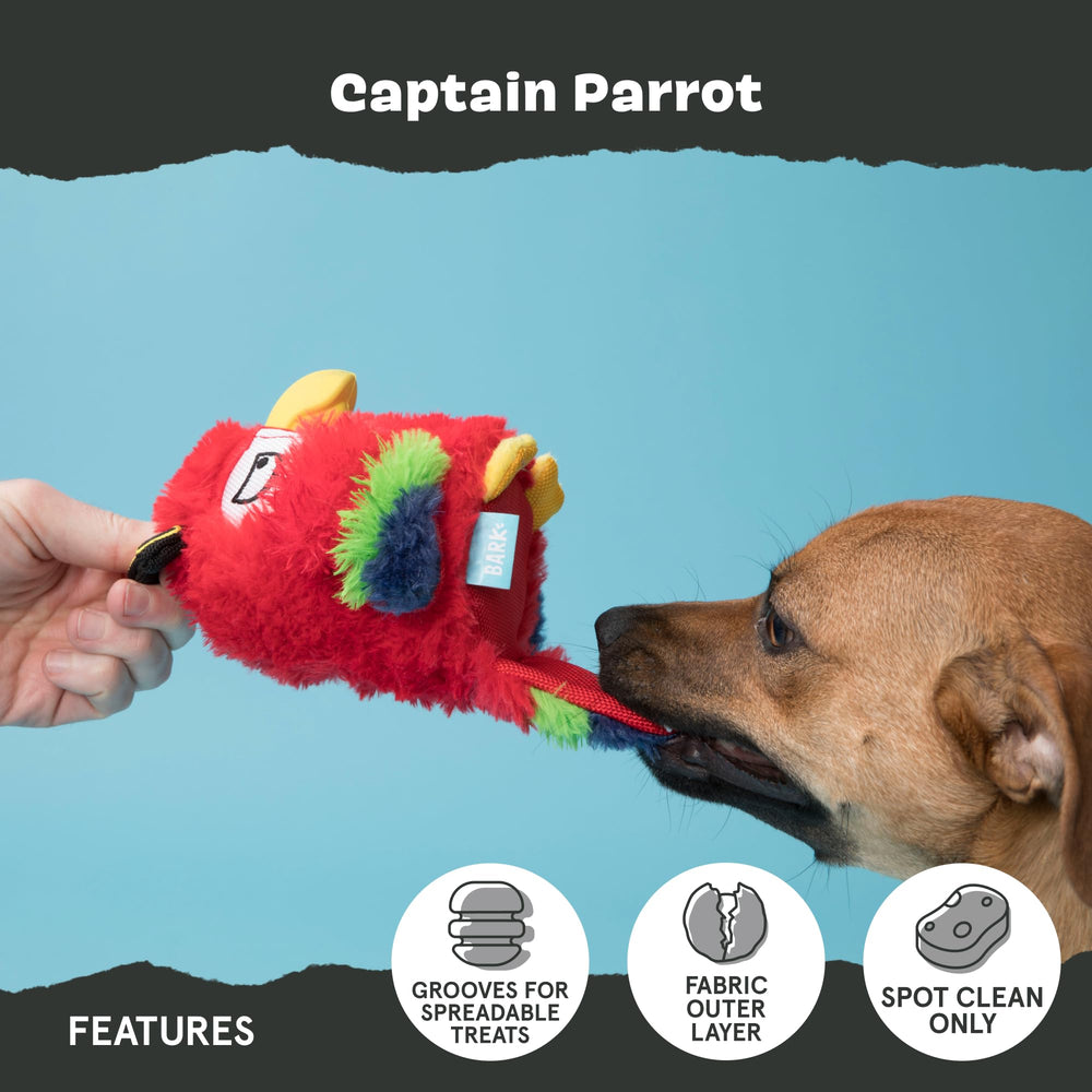 Barkbox Capitán Loro: diseño multicapa que combina peluche y goma dura.