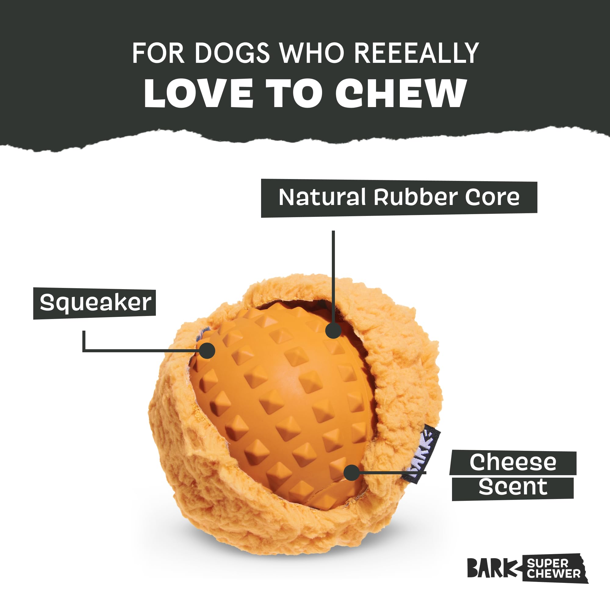 BarkBox Cheeze Brawl: centro duro que ofrece resistencia al mordisqueo