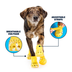 BarkBox Crocs amarillos, suela antideslizante para superficies urbanas y césped