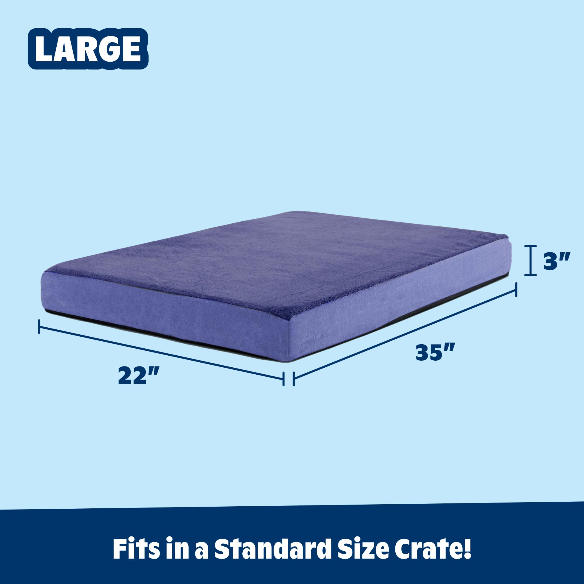 Dimensiones 35x22x3 pulgadas, ideal para perros de gran tamaño.