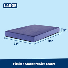 Dimensiones 35x22x3 pulgadas, ideal para perros de gran tamaño.