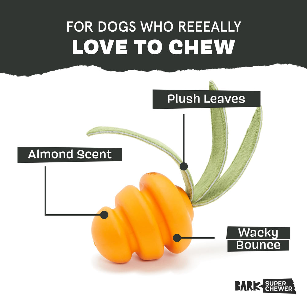 Barkbox Juguete zanahoria para masticar con hojas de felpa