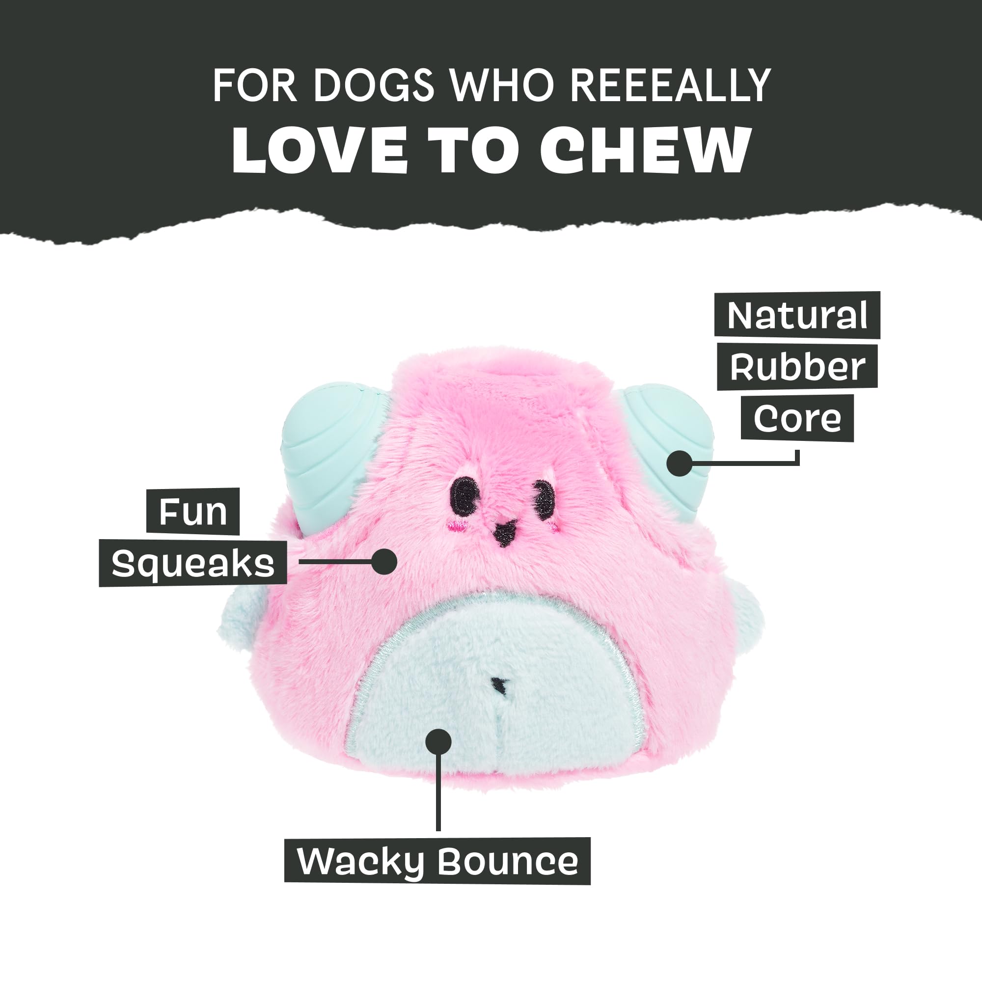BarkBox Lover Beast chirriador oculto para mayor estimulación sonora.