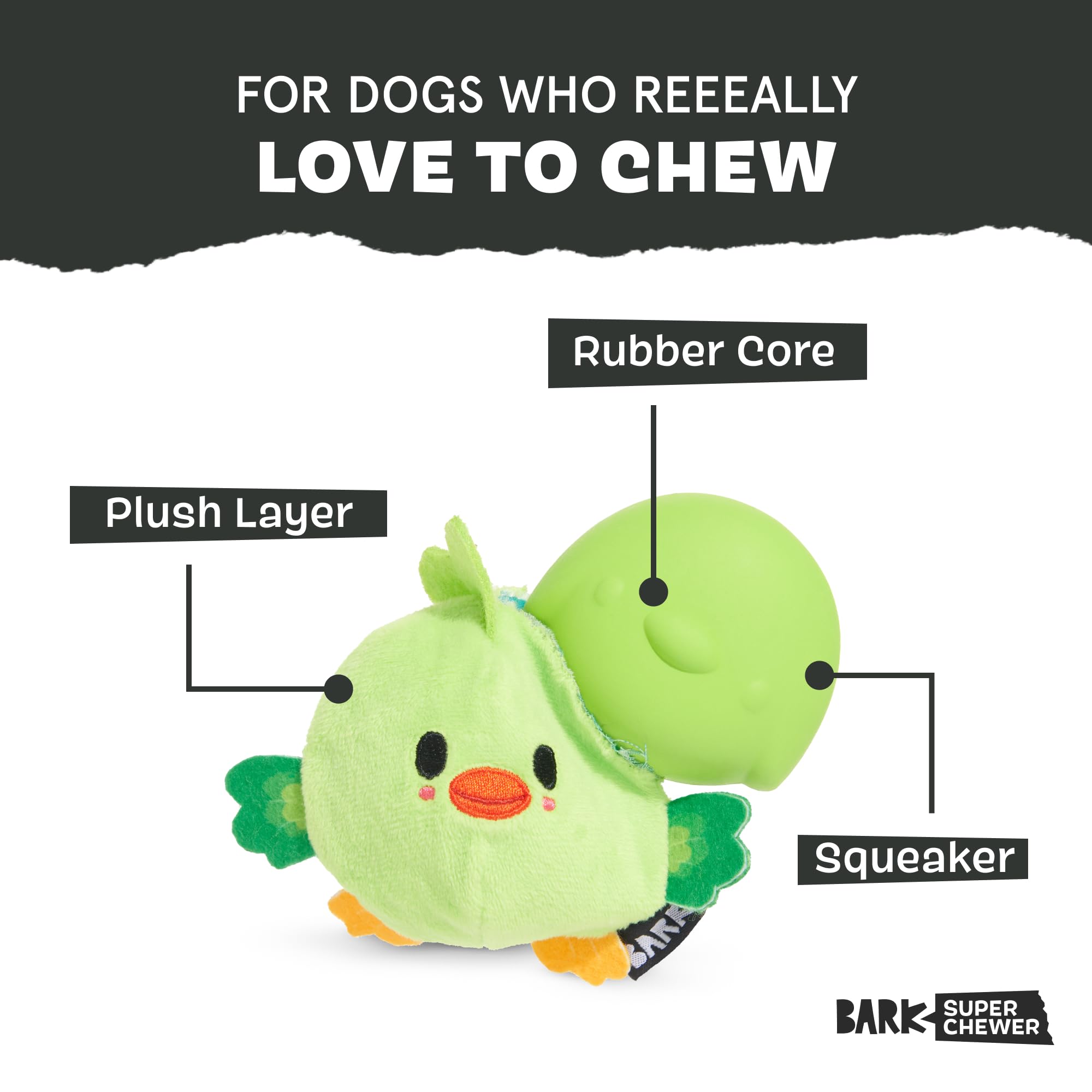 Piper Parrot de BarkBox esconde un juguete interno de recompensa para sorpresas.