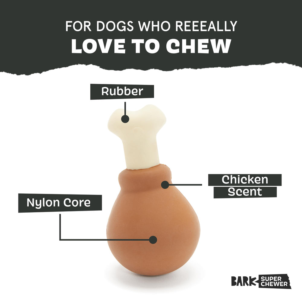 Barkbox Turkey Day Drumstick con núcleo nylon ofrece resistencia adicional para perros fuertes
