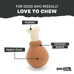 Barkbox Turkey Day Drumstick con núcleo nylon ofrece resistencia adicional para perros fuertes