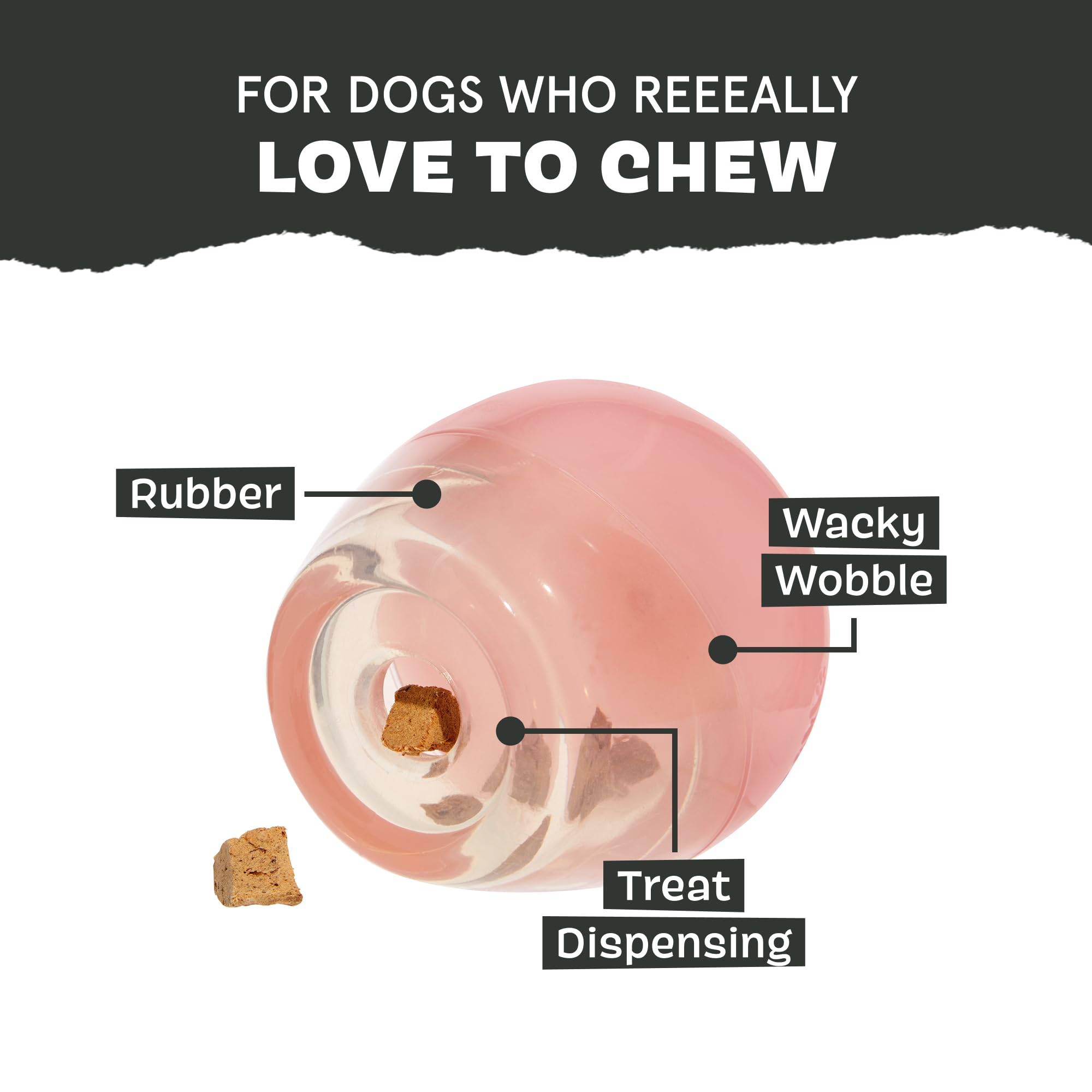 BarkBox Tipsy Rosé: diseño rosa para perros grandes, compacto y robusto.