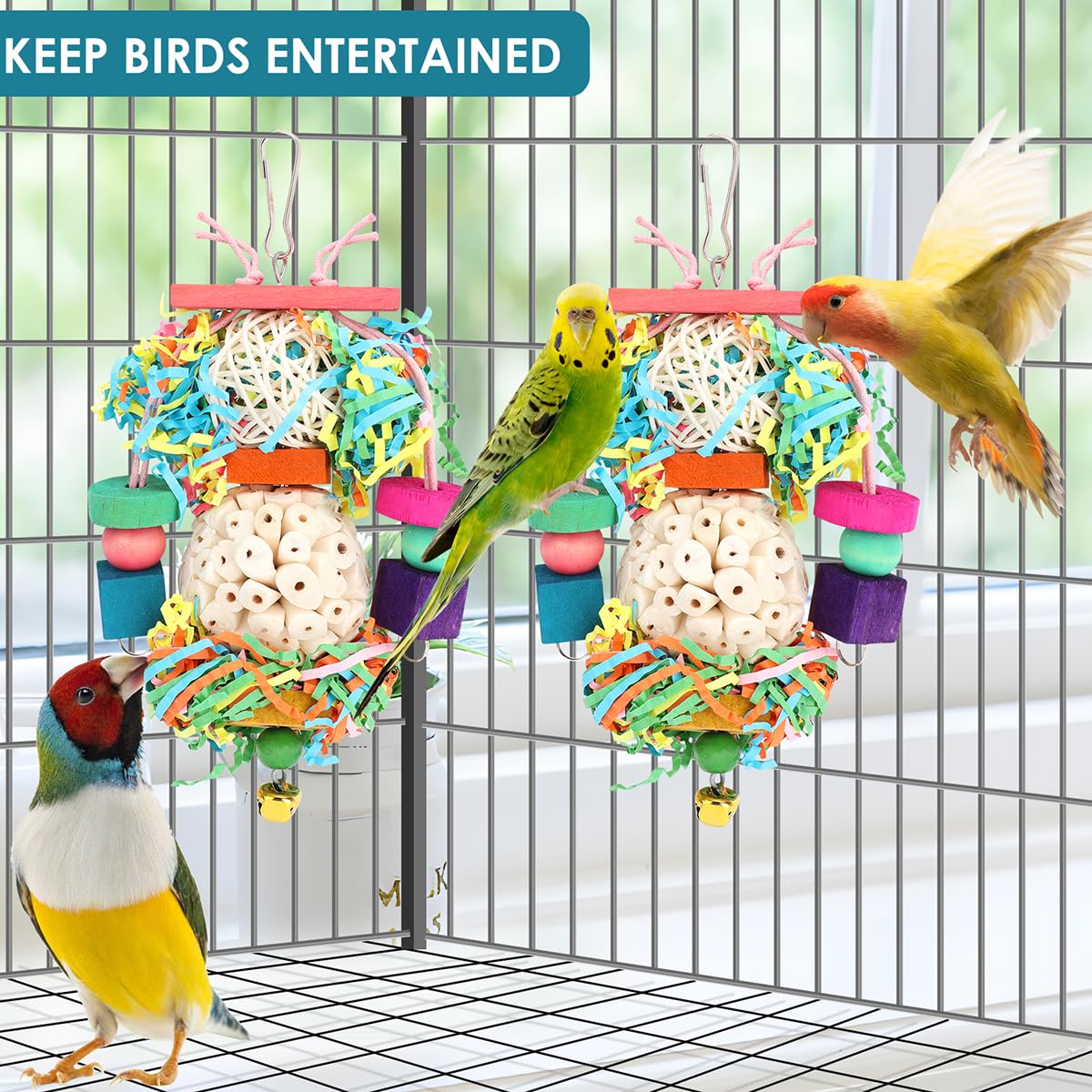 BBjinronjy juguete aves bola sola crujiente: estimula exploración y forraje.