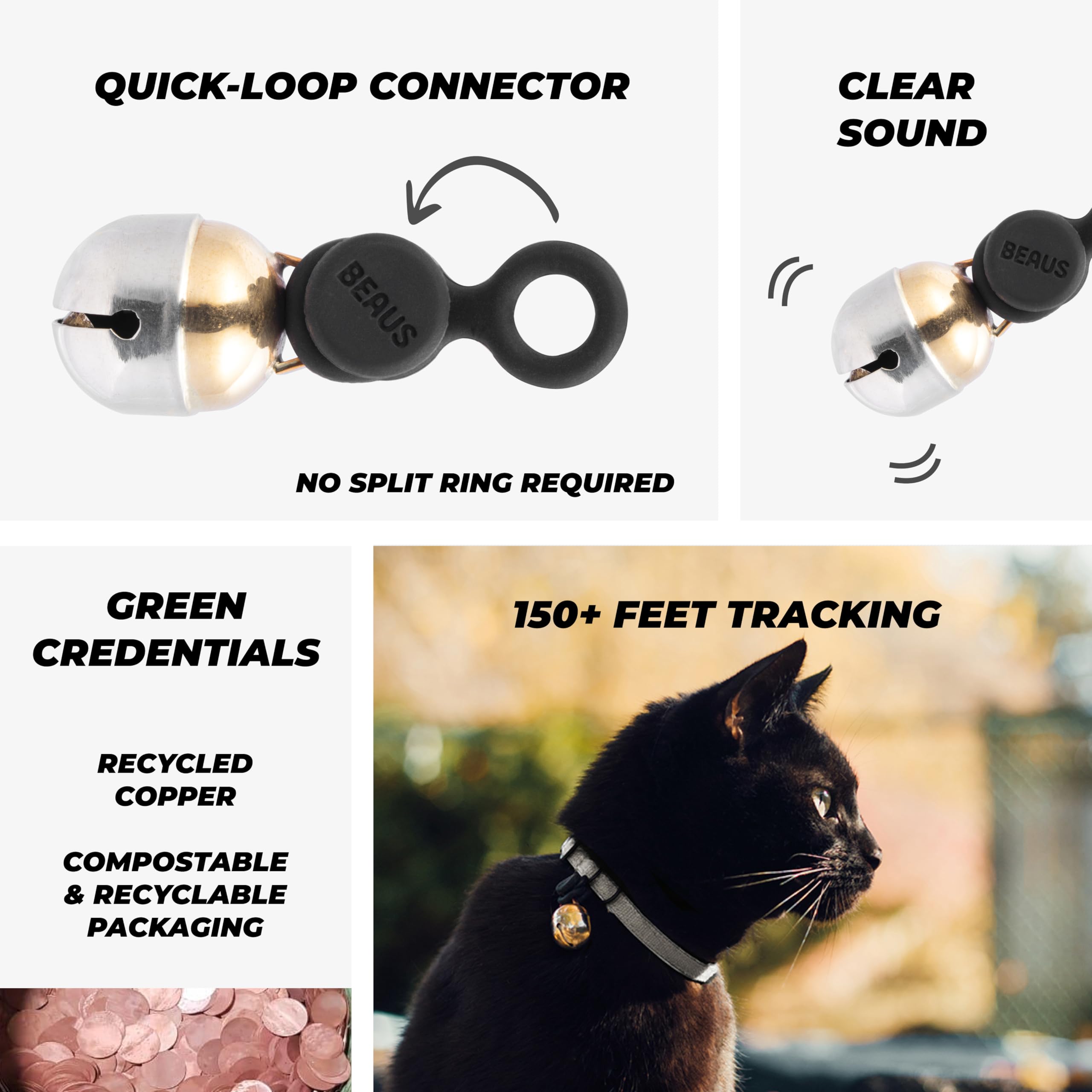 Beau's Bells cascabel para collar con sonido claro y alcance de 150 pies.
