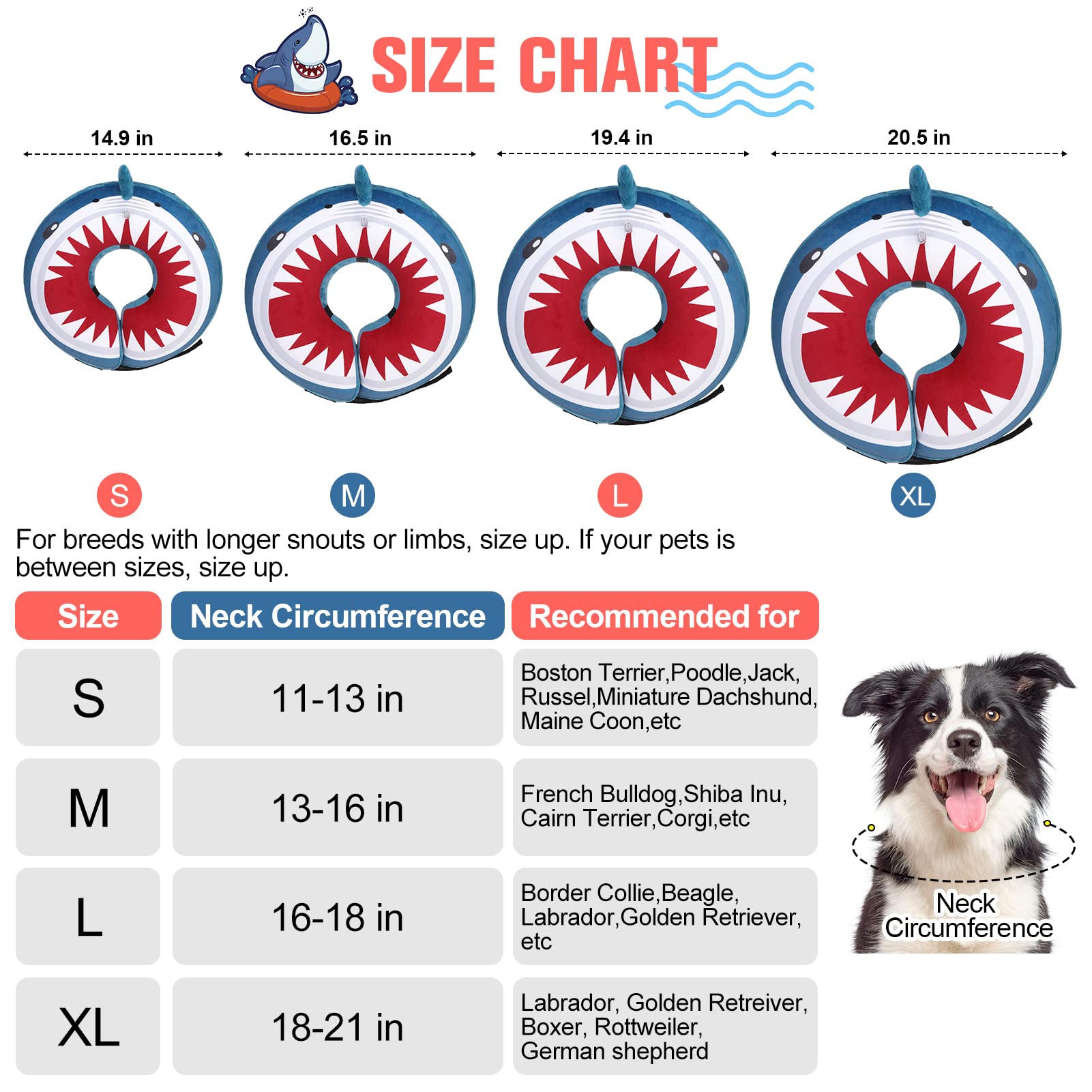 BEAUTYZOO collar dona inflable para perro mediano, permite comer beber y dormir con comodidad.