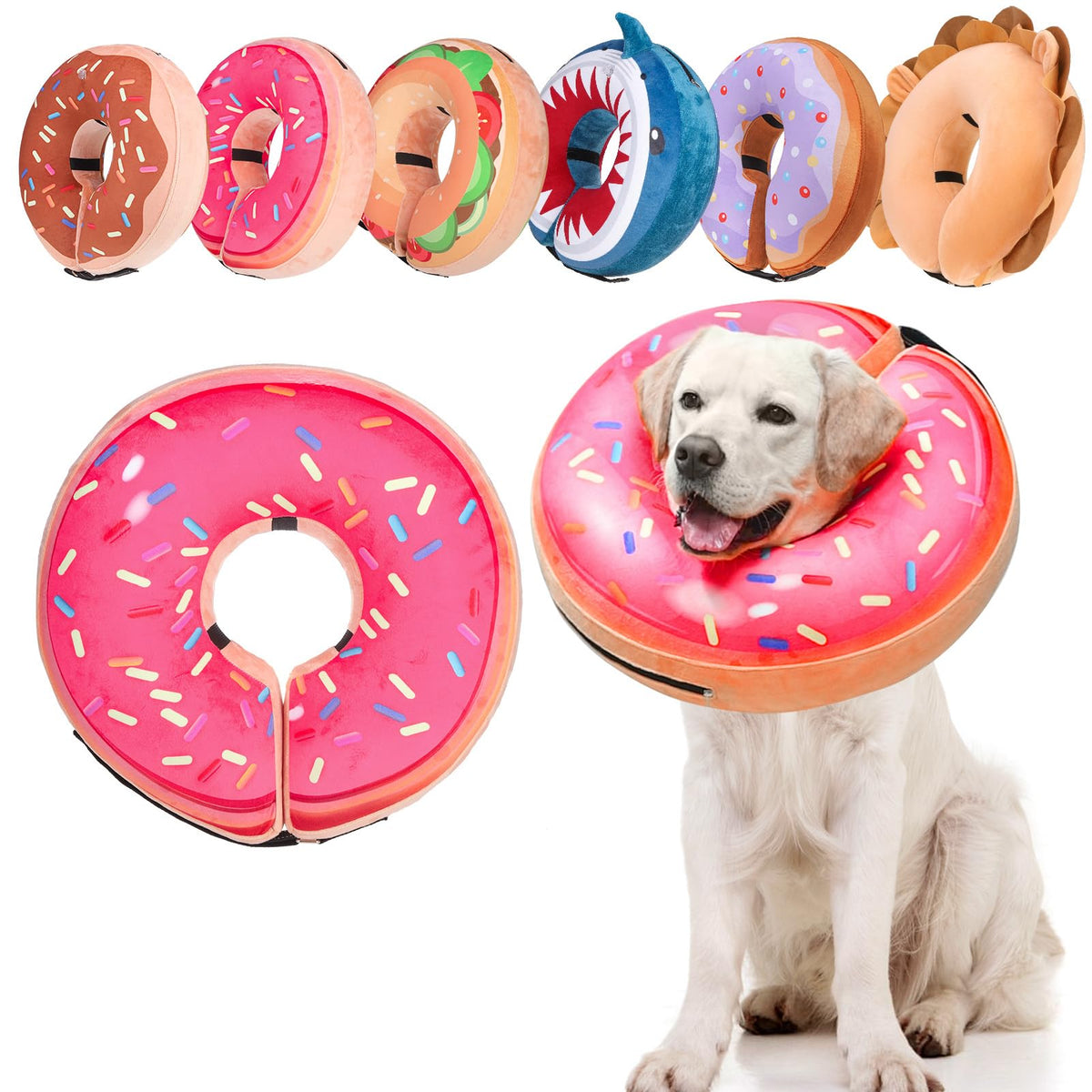 BEAUTYZOO collar donut inflable rosa fresa para recuperación suave