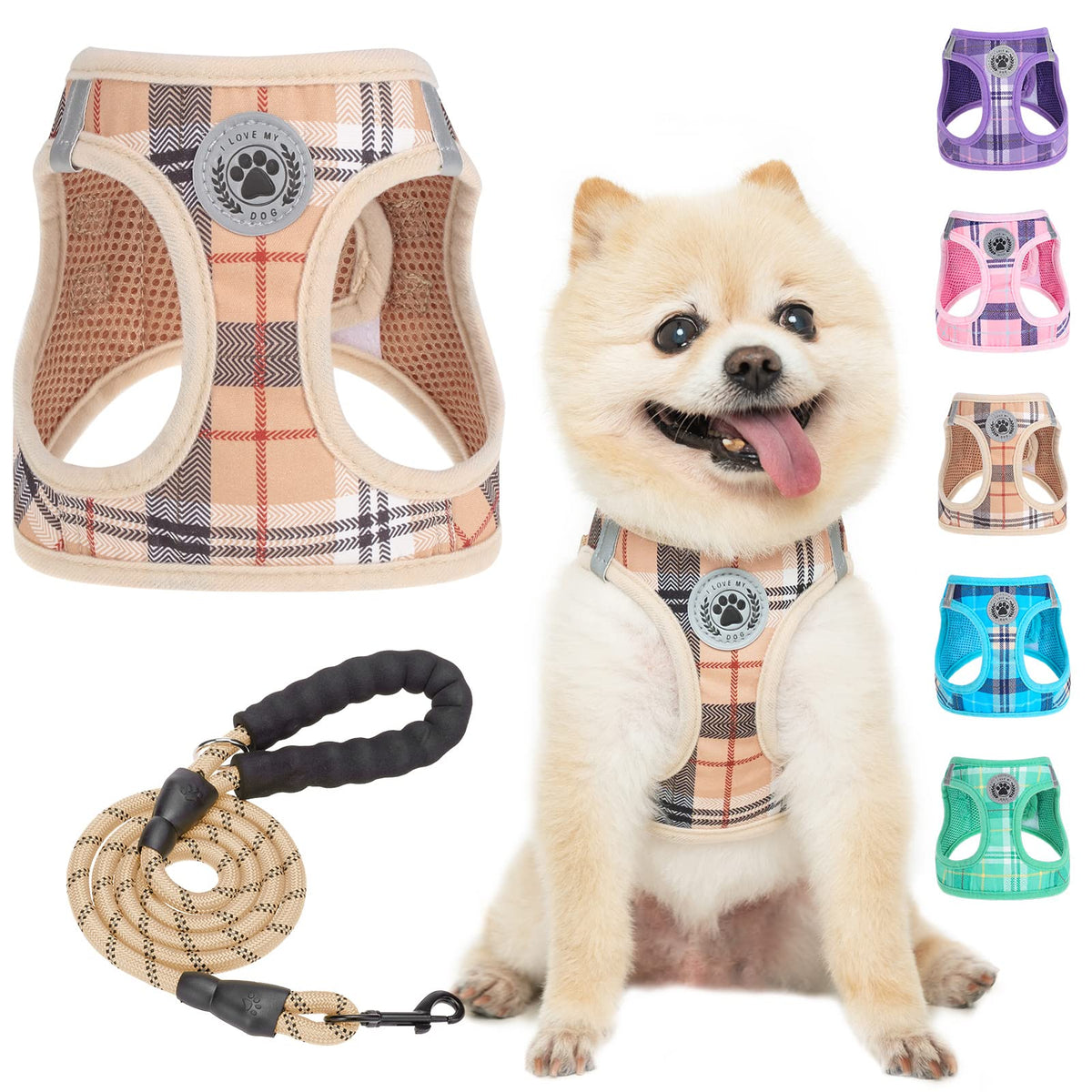 Harnais BEAUTYZOO pour petit chien, vue avant, confort et securite lors des promenades