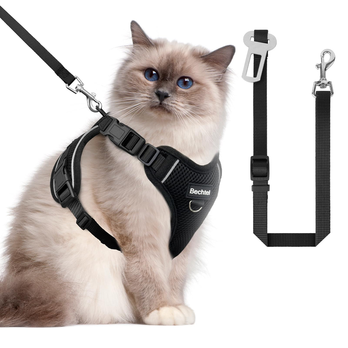 BECHTEL arnés para gatos con ajuste de cuatro puntos para paseos seguros