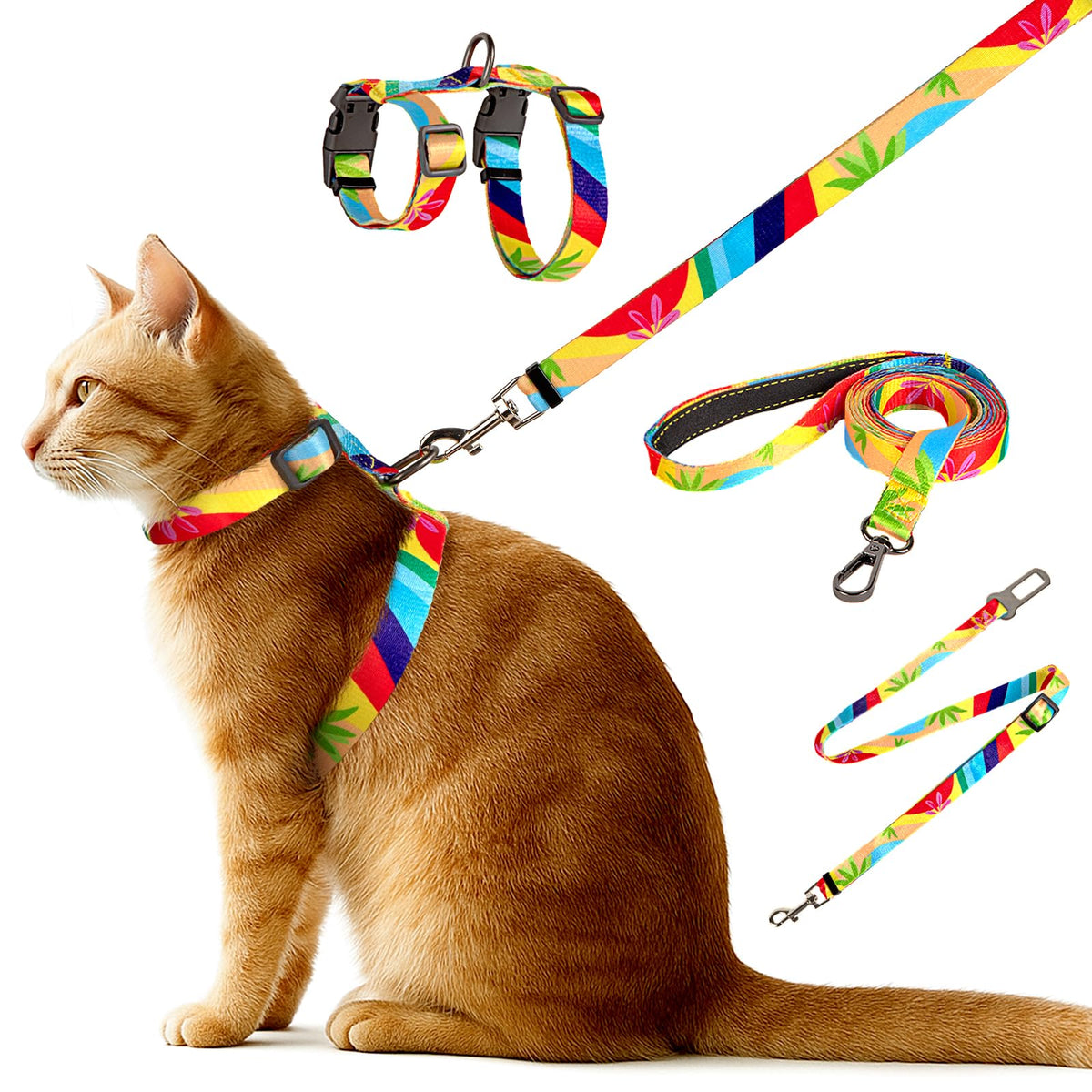 Arnés BECHTEL para gato con anti-escape y tacto suave para paseos seguros.