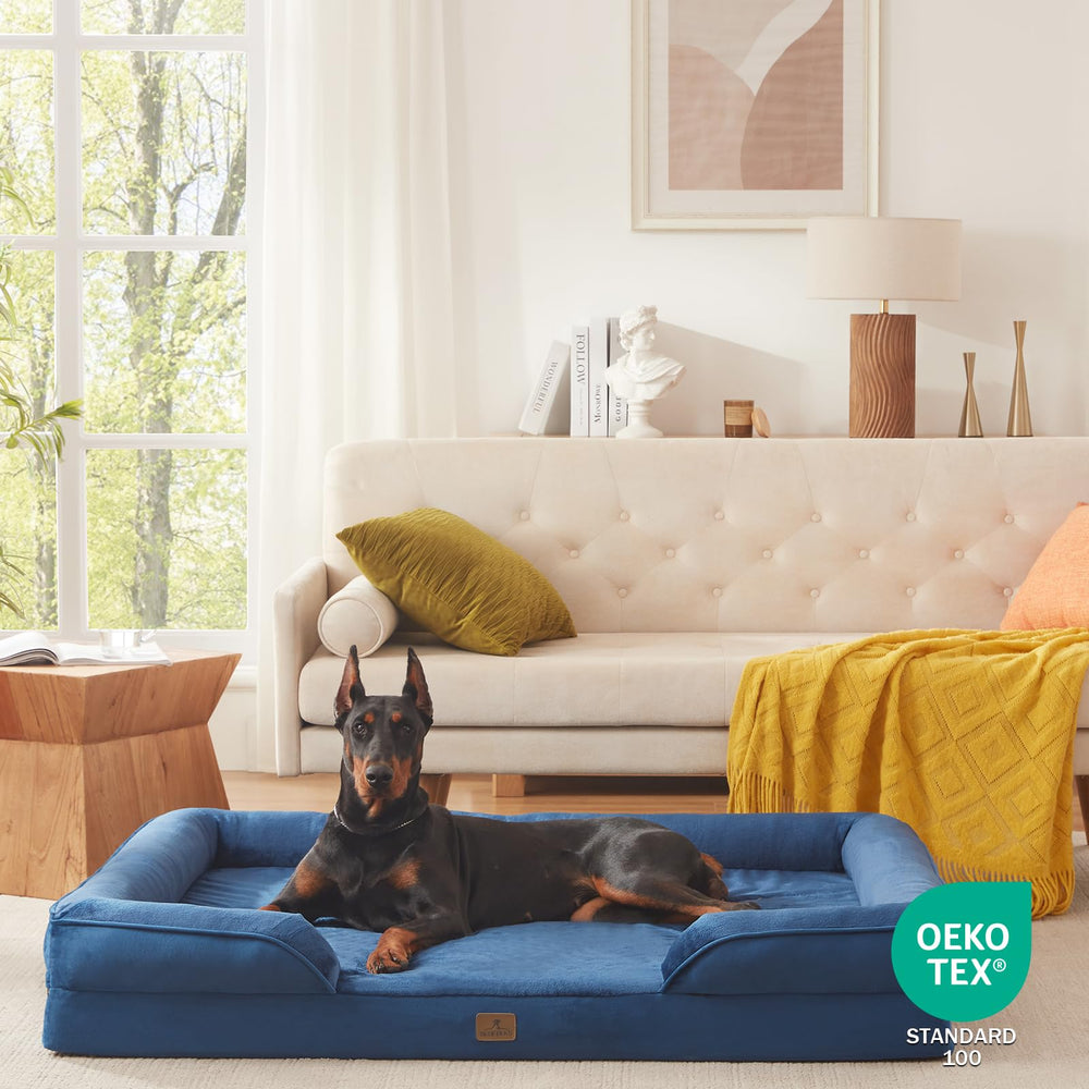 Bedfolks cama perro color navy con diseño elegante y cómodo.