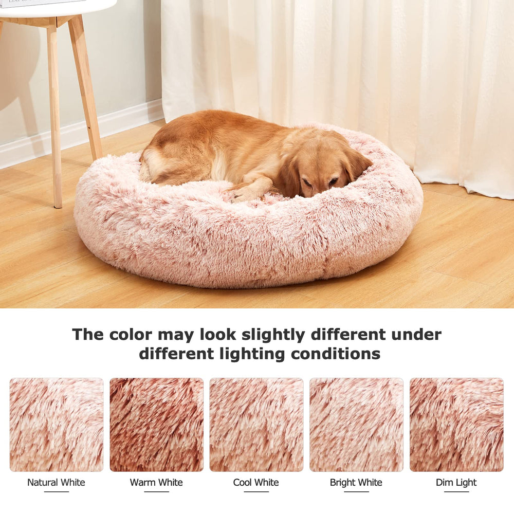 Bedfolks Cama donut rosada 36, ideal para relajarse tras el paseo.