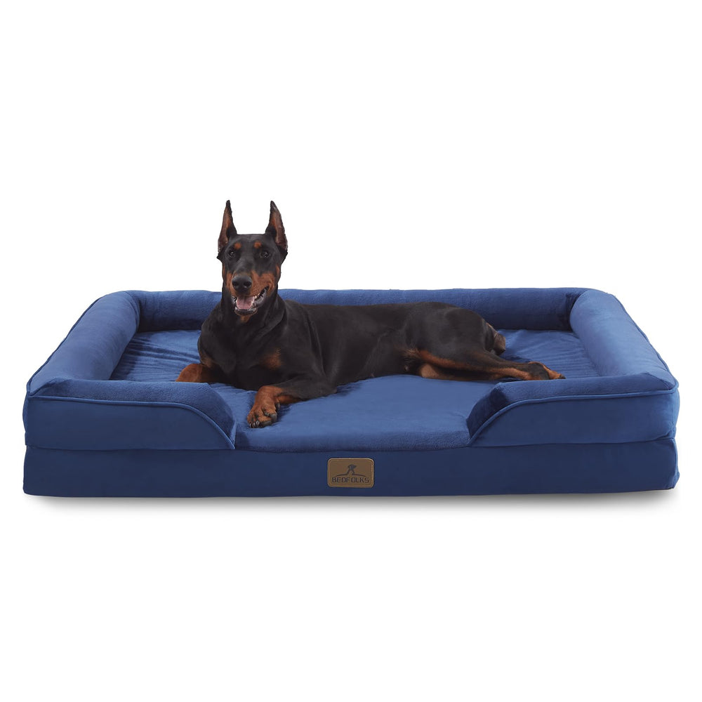 Bedfolks cama perro ortopedica XXL con espuma huevo para alivio de presión y soporte.