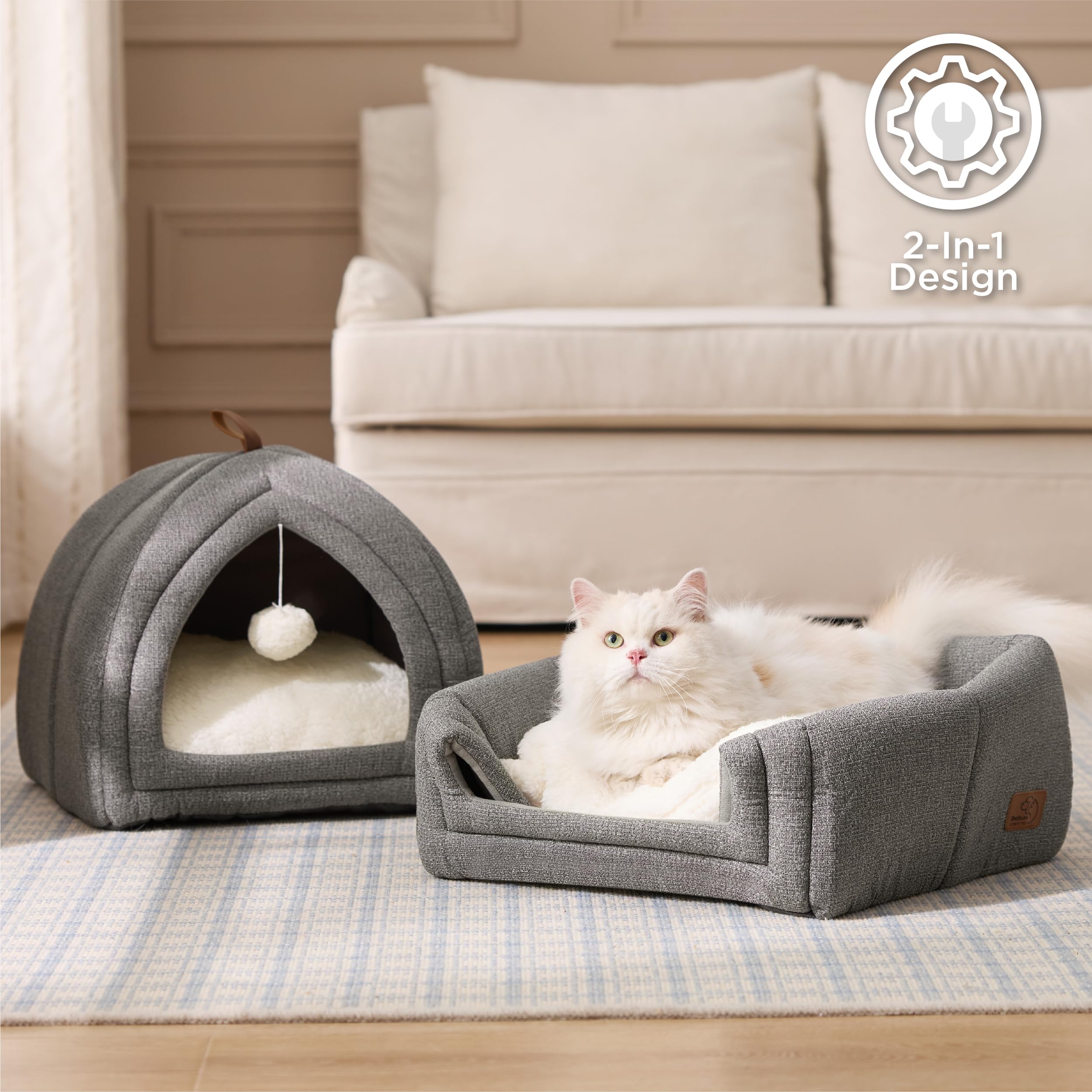Bedsure cama-gato-plegable, transformación rápida a cama acolchada para dormir.