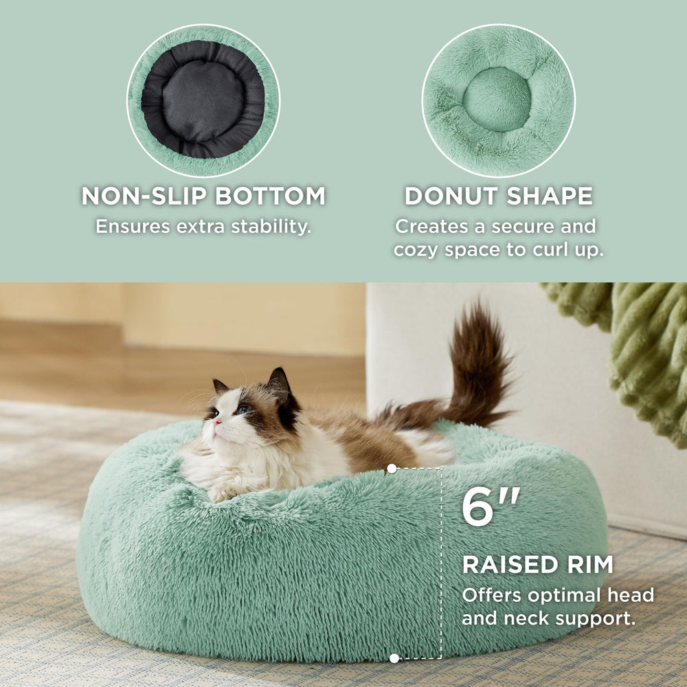 Bedsure cama gato tacto suave, sensación acogedora para siestas largas.