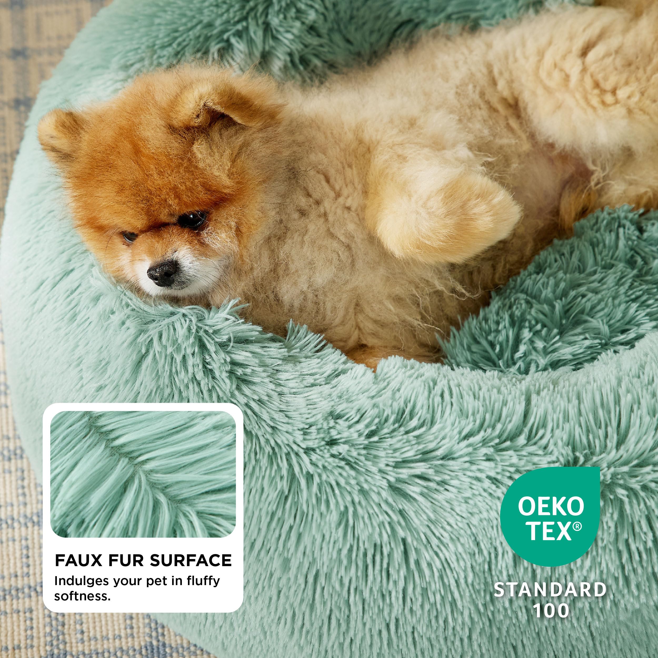Bedsure cama donut con borde elevado, soporte para la cabeza del perro