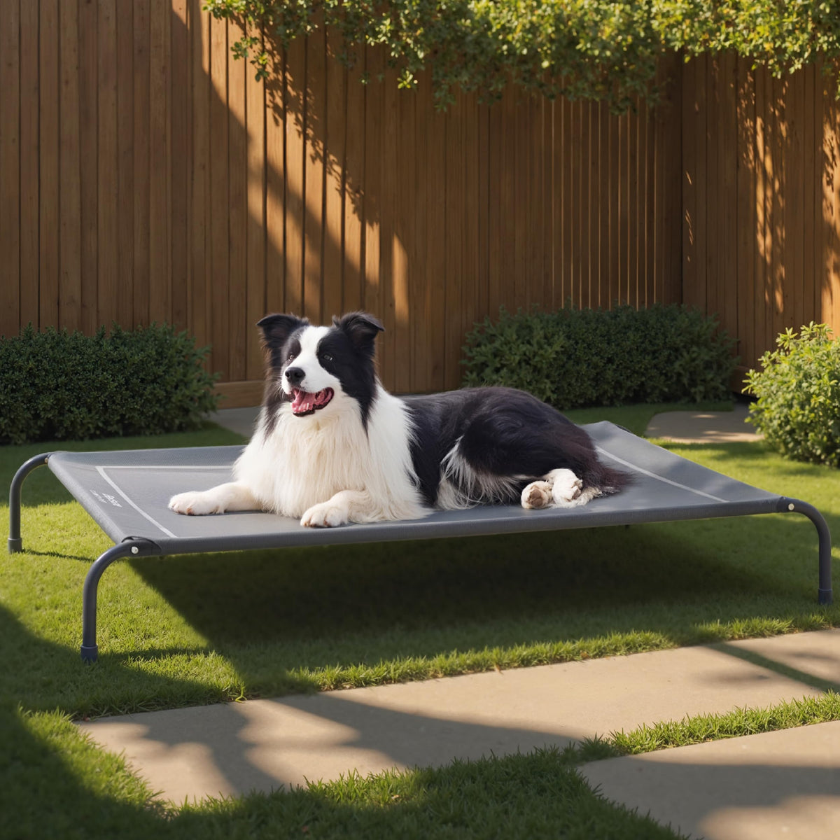 Bedsure cama para perro elevada, uso exterior, malla gris, 49 pulgadas