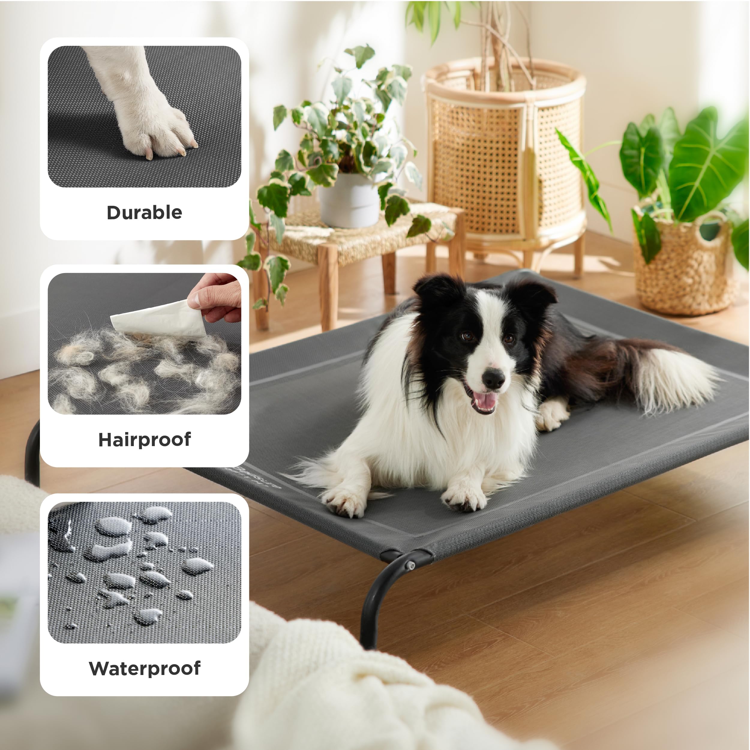 Bedsure cama para perro, montaje rápido en segundos, gris elegante