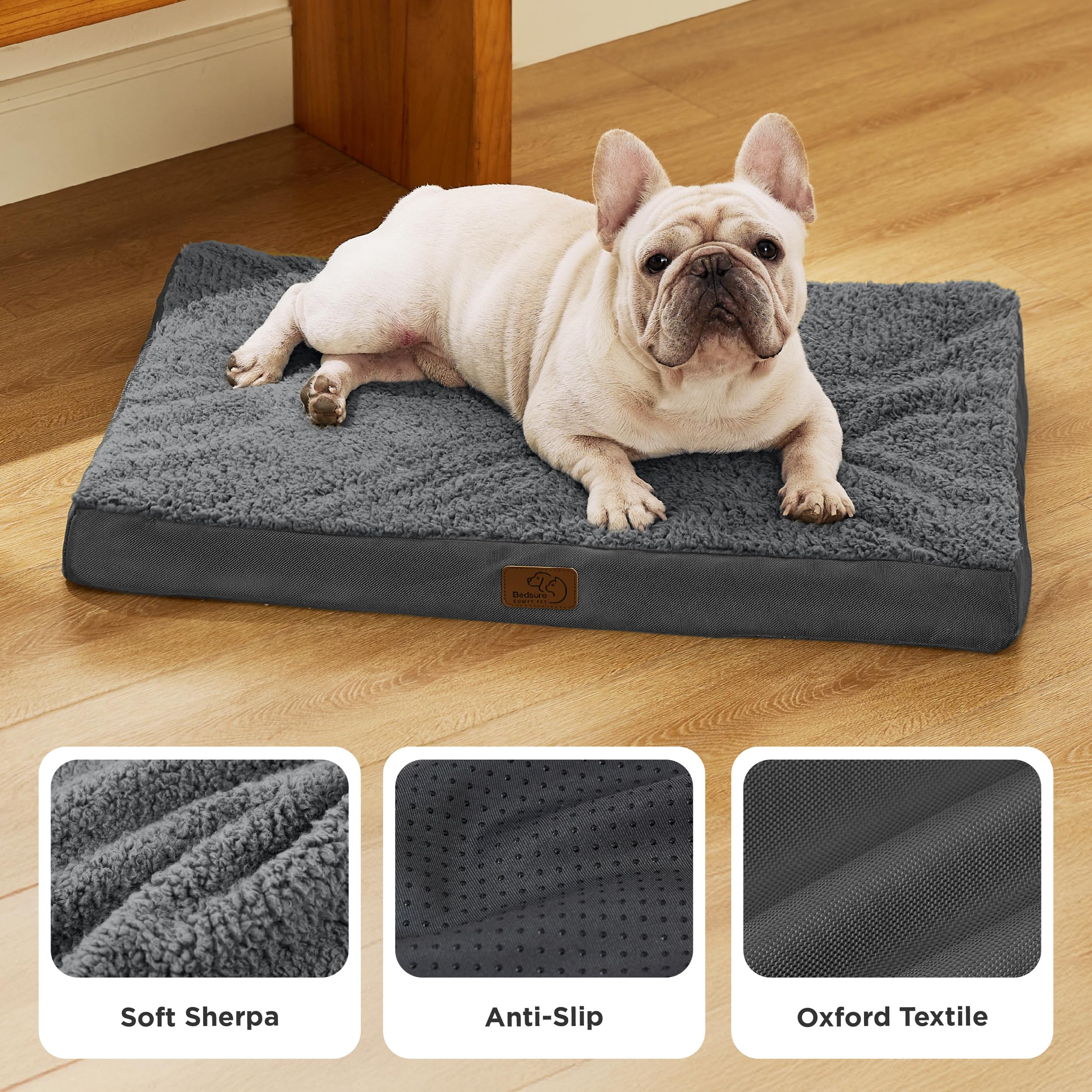 Bedsure cama para perro mediana, tela sherpa suave para comodidad de la piel