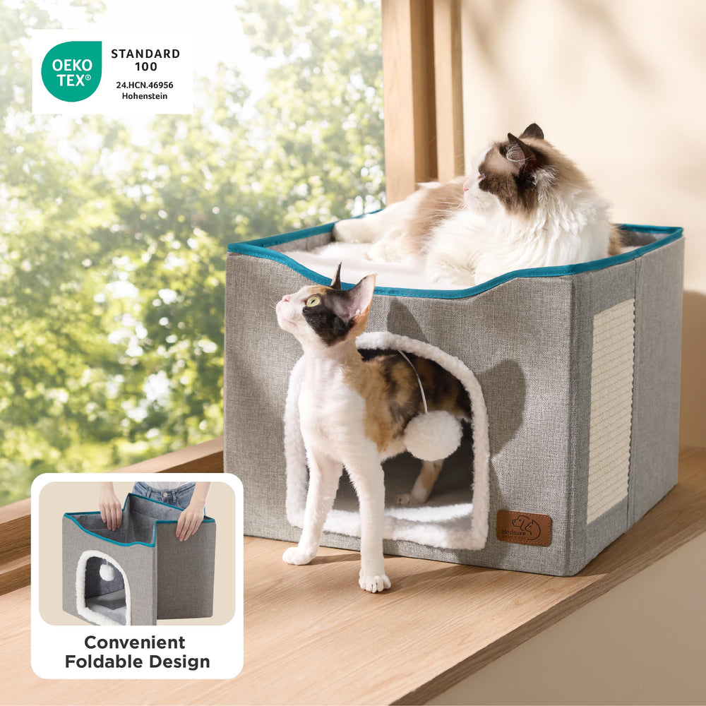 Bedsure casa de gato MDF resistente: diseño estable para uso diario.