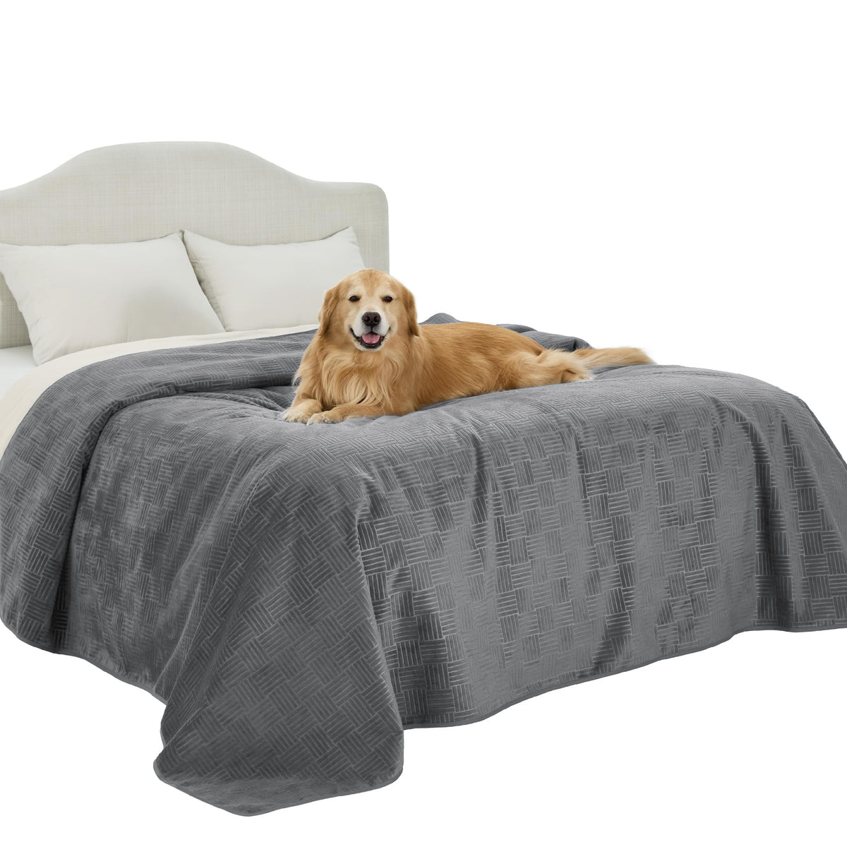 Bedsure cobertor impermeable para perros en dormitorio protege la cama contra manchas.