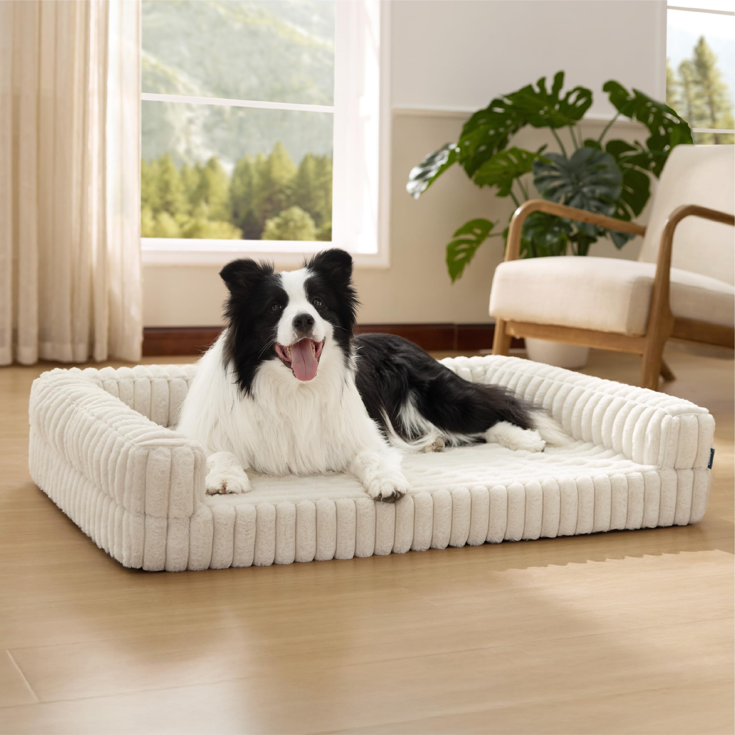 Bedsure ComfyFleece: cama ortopédica para perros grandes con espuma viscoelástica de apoyo.