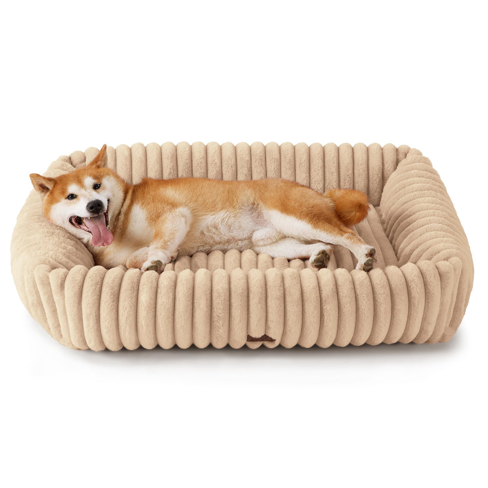 Bedsure ComfyFleece dimensiones 36x27x8 pulgadas para perros y gatos.