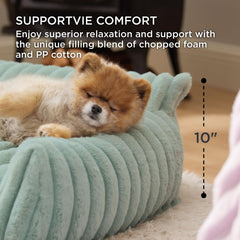 Bedsure ComfyFleece, relleno 2:1 espuma y fibra, equilibrio entre soporte y comodidad.