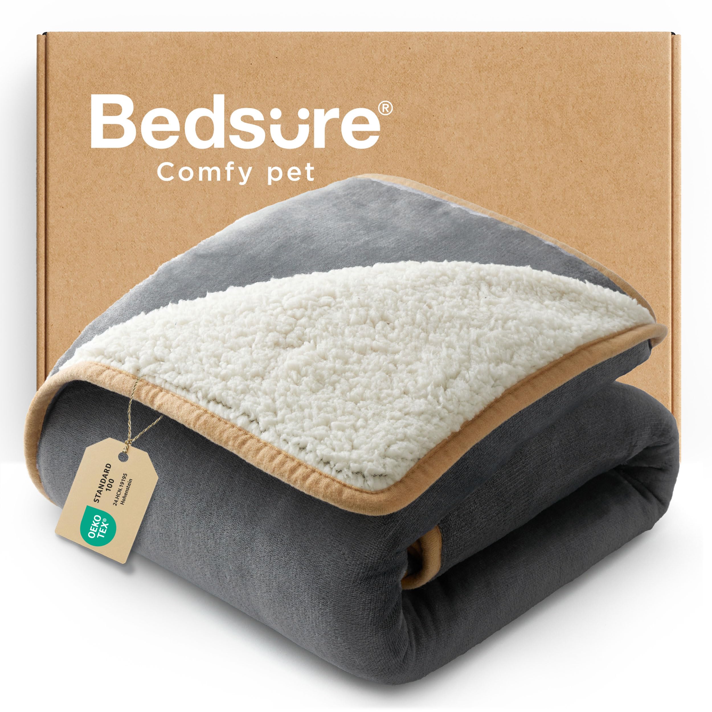 Bedsure manta impermeable para perros pequeños protegiendo el sofá contra derrames