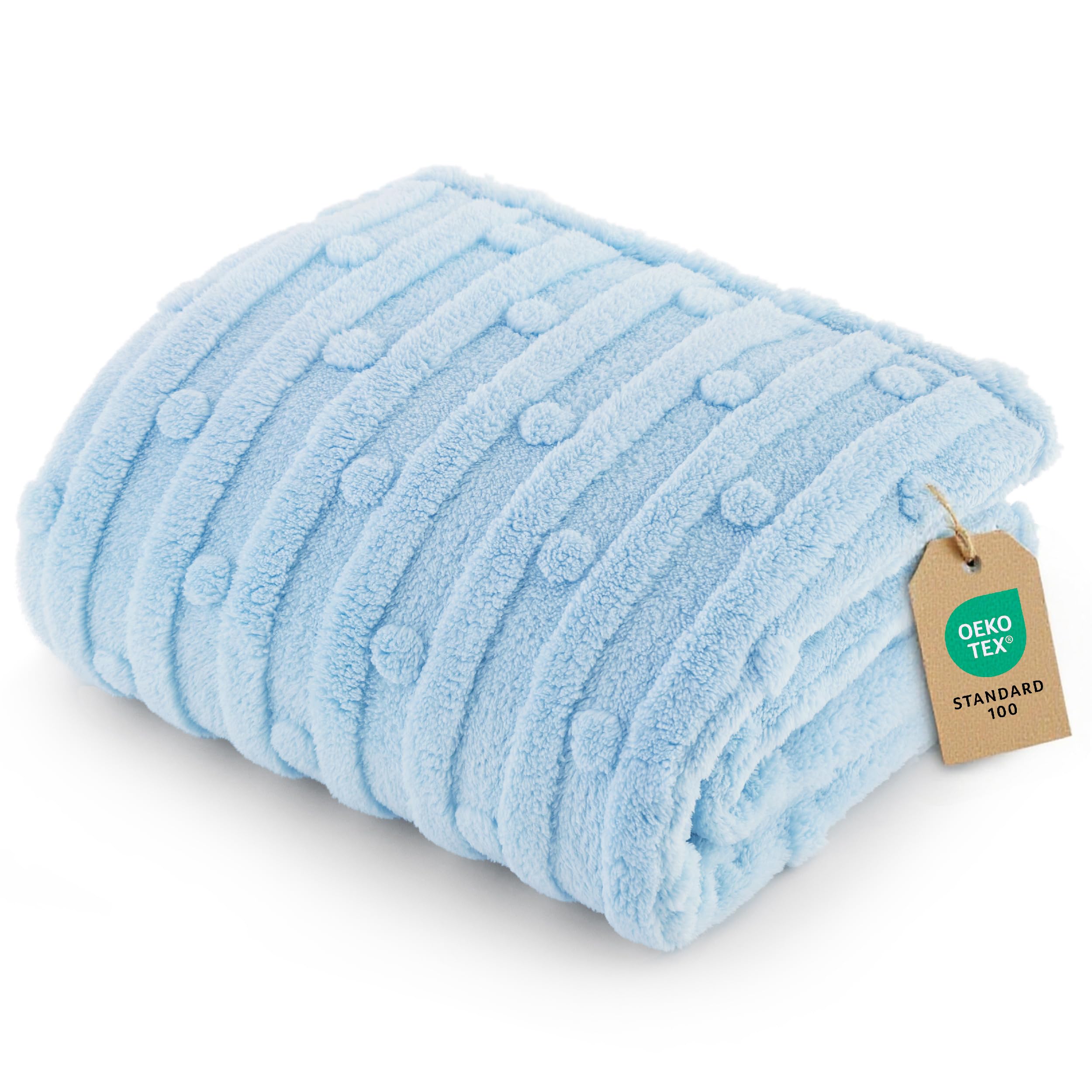 Bedsure manta para perro pequeño azul con textura felpa coralina suave para descanso.